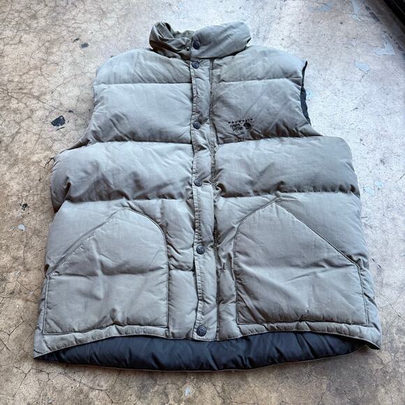 EUC Mountain Hardwear Men’s Large Down Puffer Vest Bubble Outdoor Hiking Gray - Picture 1 of 11